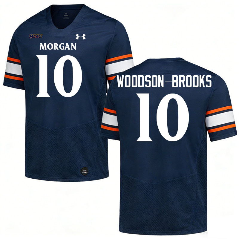 Morgan State Bears #10 Jianni Woodson-Brooks College Football Jerseys,Uniforms Stitched-Navy